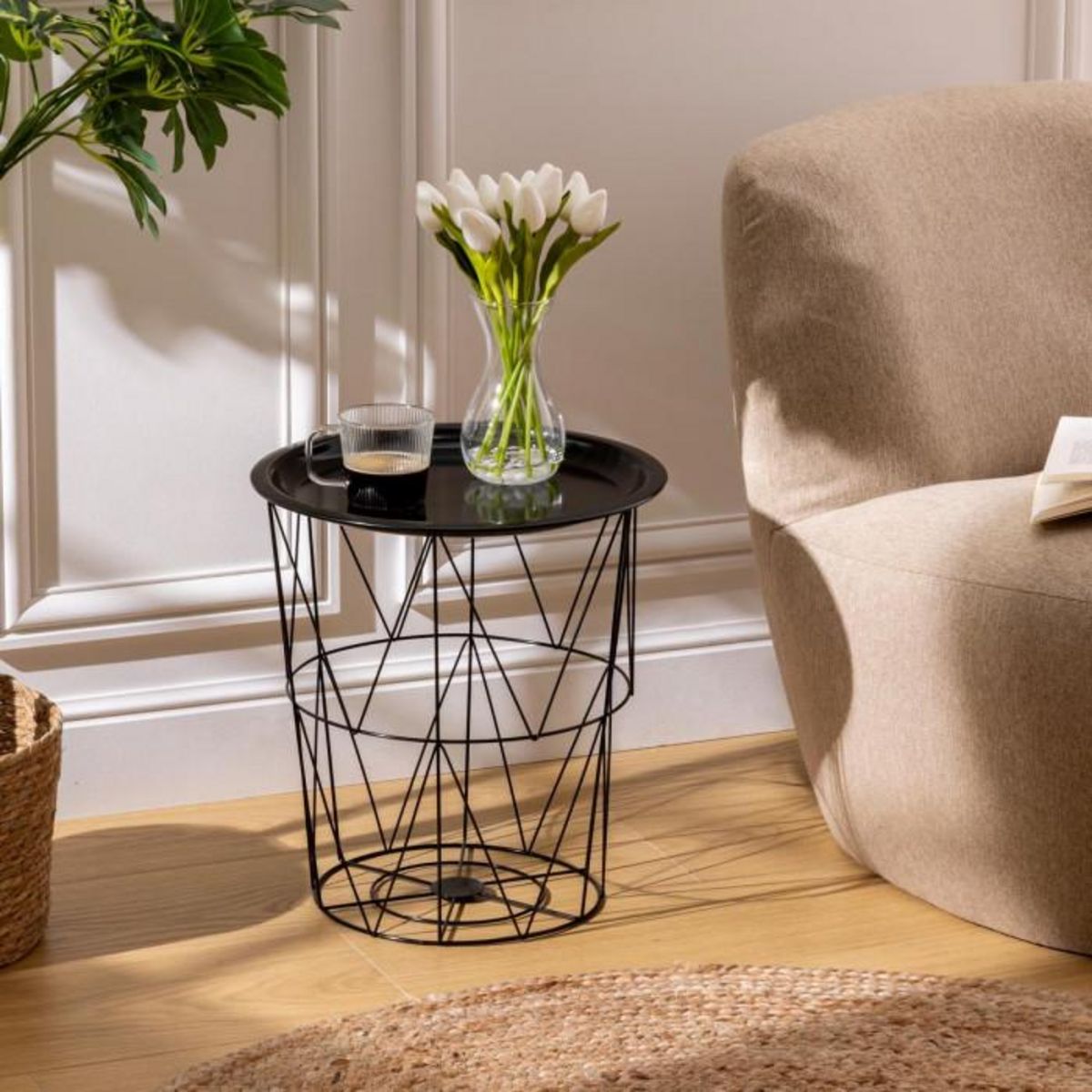 ATMOSPHERA Table d'Appoint en Métal  Kumi  40cm Noir