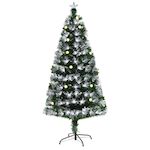 HOMCOM Sapin de Noël artificiel lumineux fibre optique LED + 20 ampoules + support pied Ø 63 x 120H cm 130 branches étoile sommet brillante vert