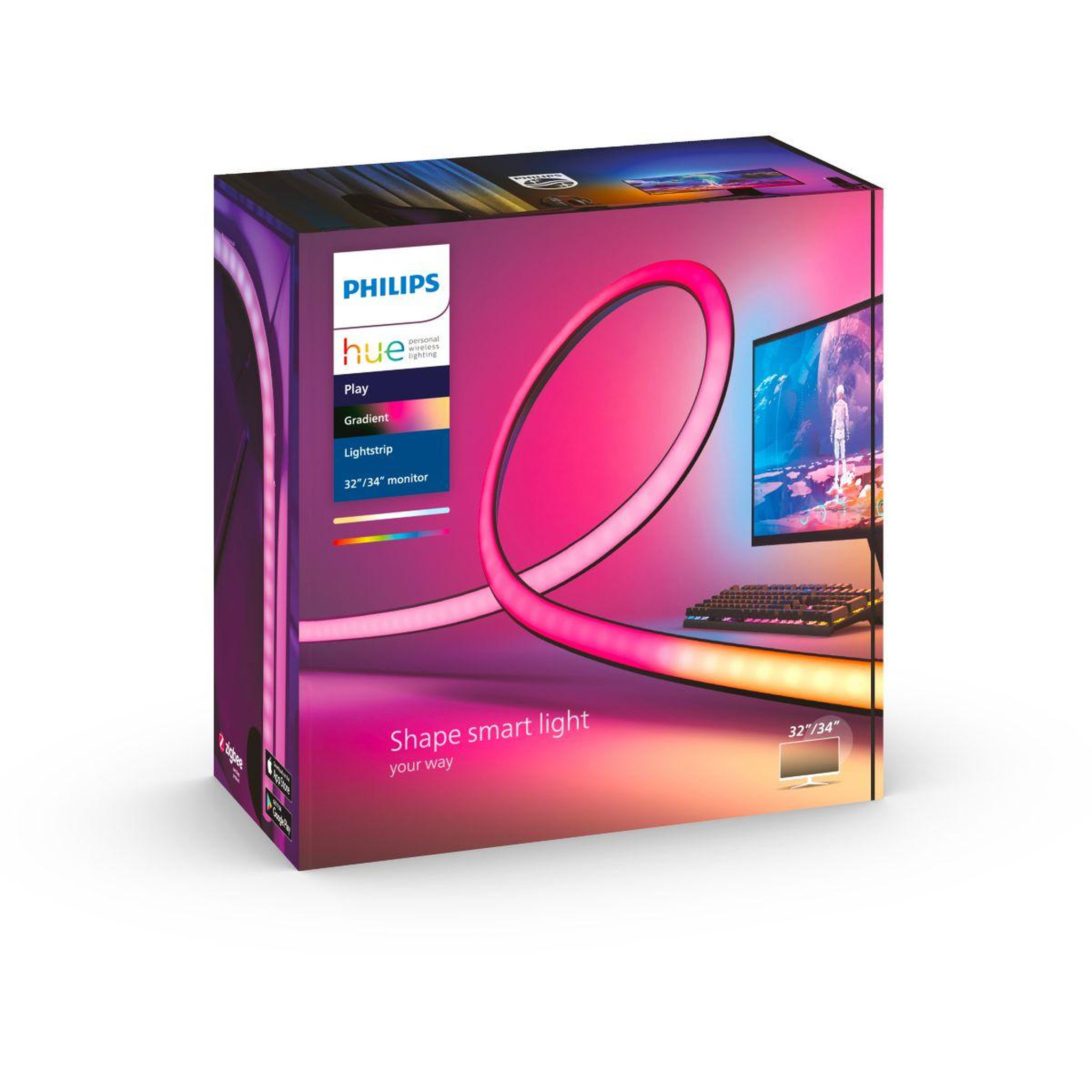 Voir la diapositive 1 : Philips Ruban LED HUE W&C Play gradient PC 32 34''