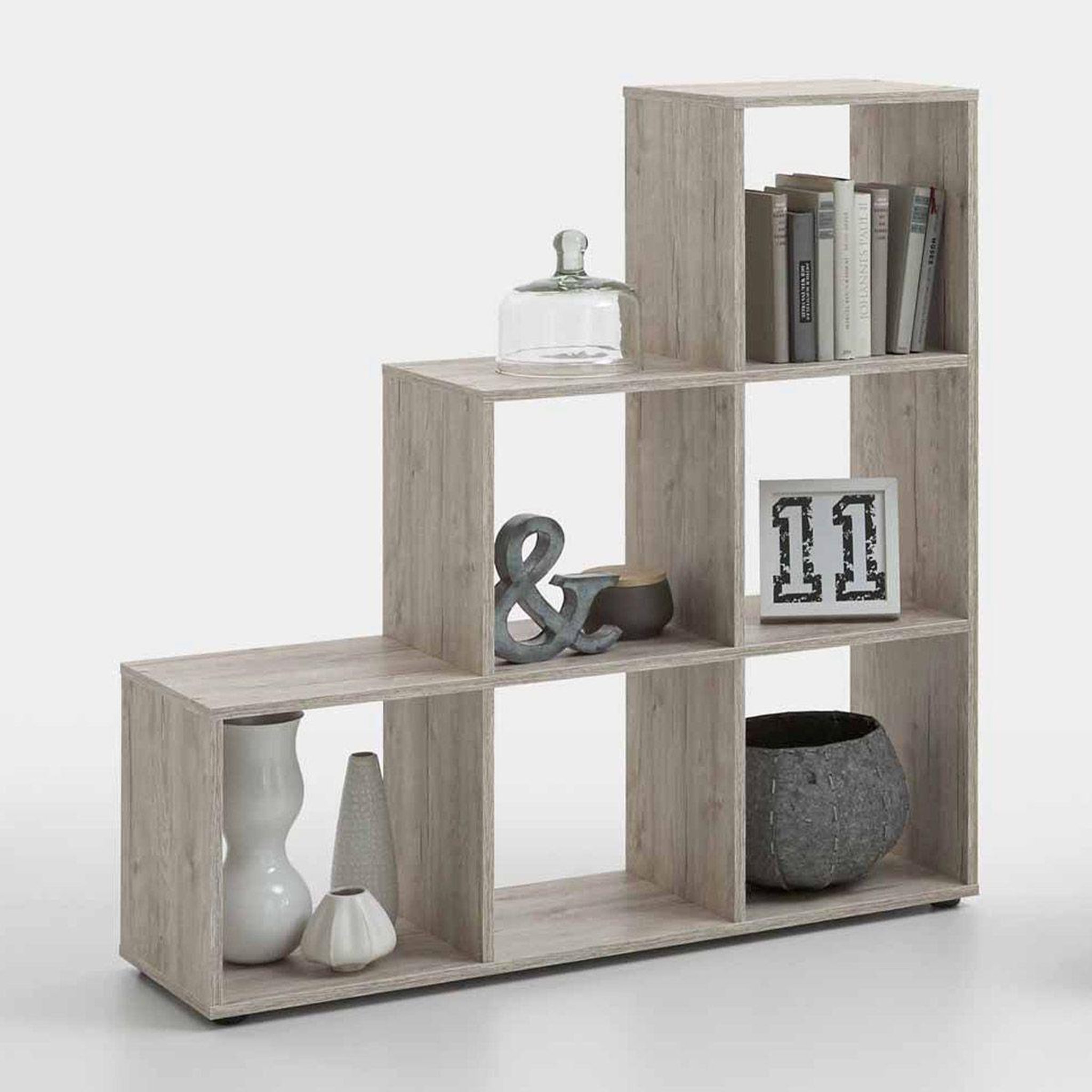 Voir la diapositive 2 : Paris Prix Étagère 6 Cases Design  Gaman  108cm Chêne Sable
