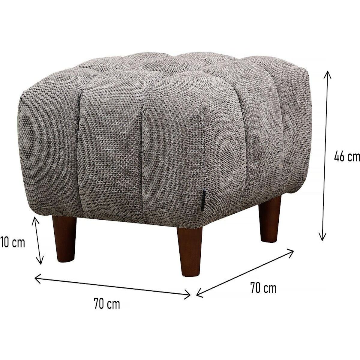 Habitat et Jardin Ottoman pour canapé droit  Matignon  - 70 x 70 x 46 cm - Gris