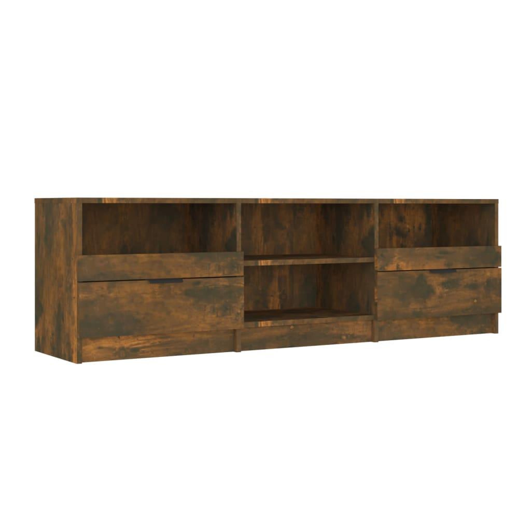 Voir la diapositive 2 : VIDAXL Meuble TV Chene fume 150x33,5x45 cm Bois d'ingenierie