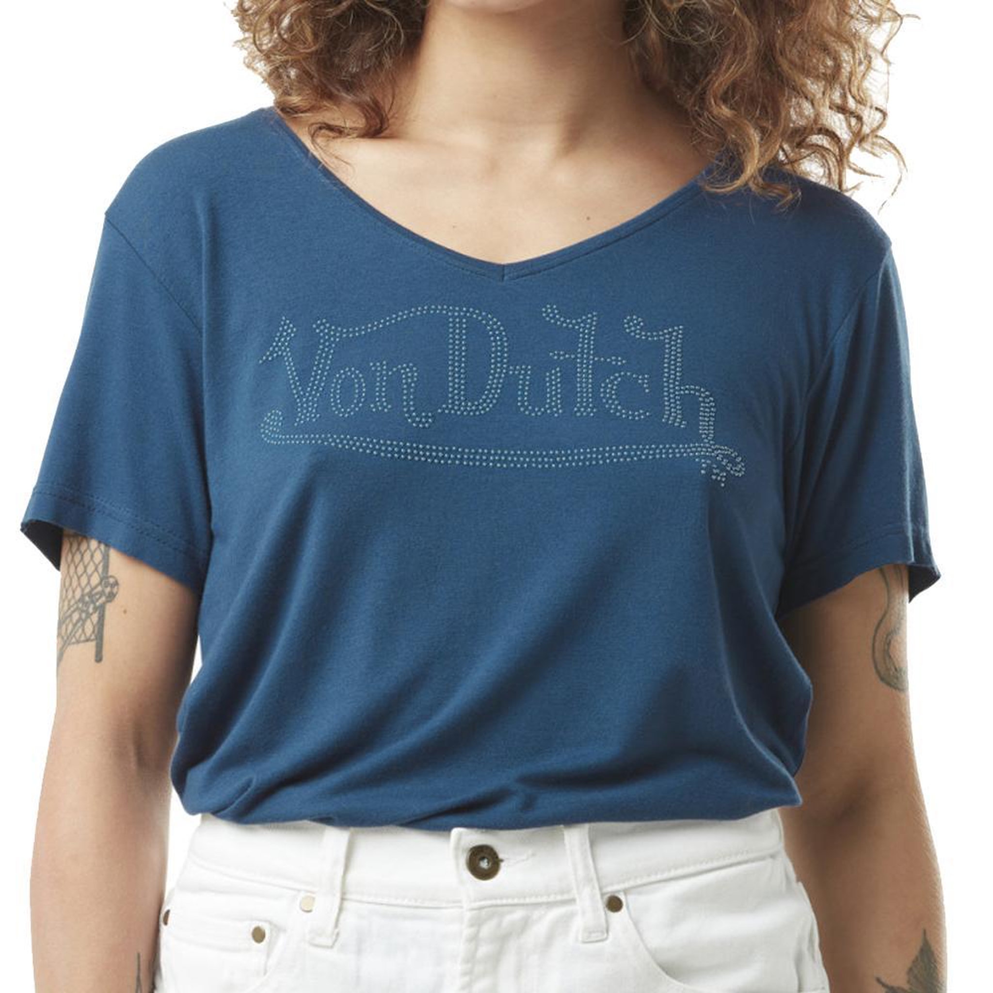 VON DUTCH T-shirt Bleu Femme Von Dutch Slub M. Coloris disponibles : Bleu