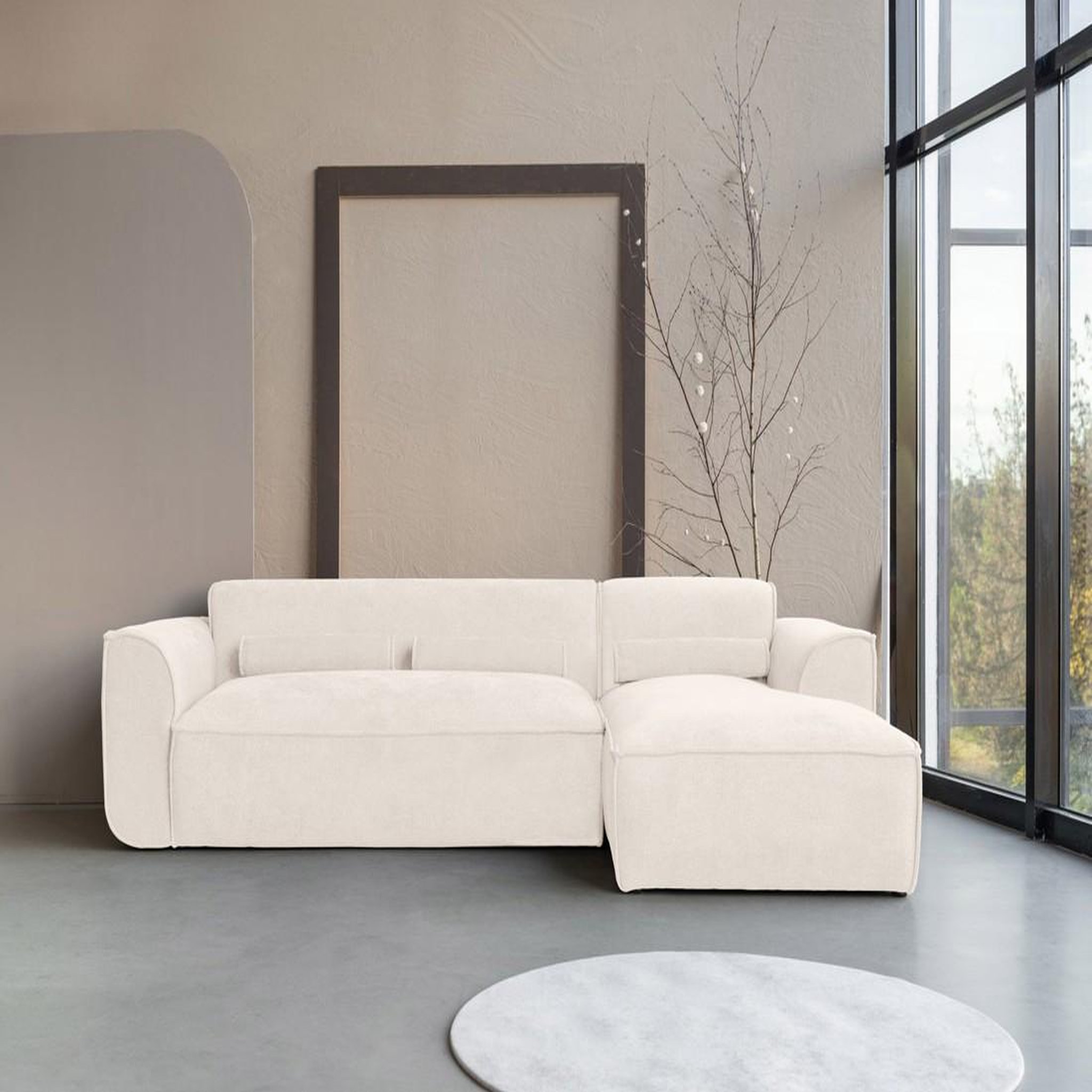 Voir la diapositive 4 : BEST MOBILIER Felix - canapé modulable d'angle droit 4 places en tissu texturé