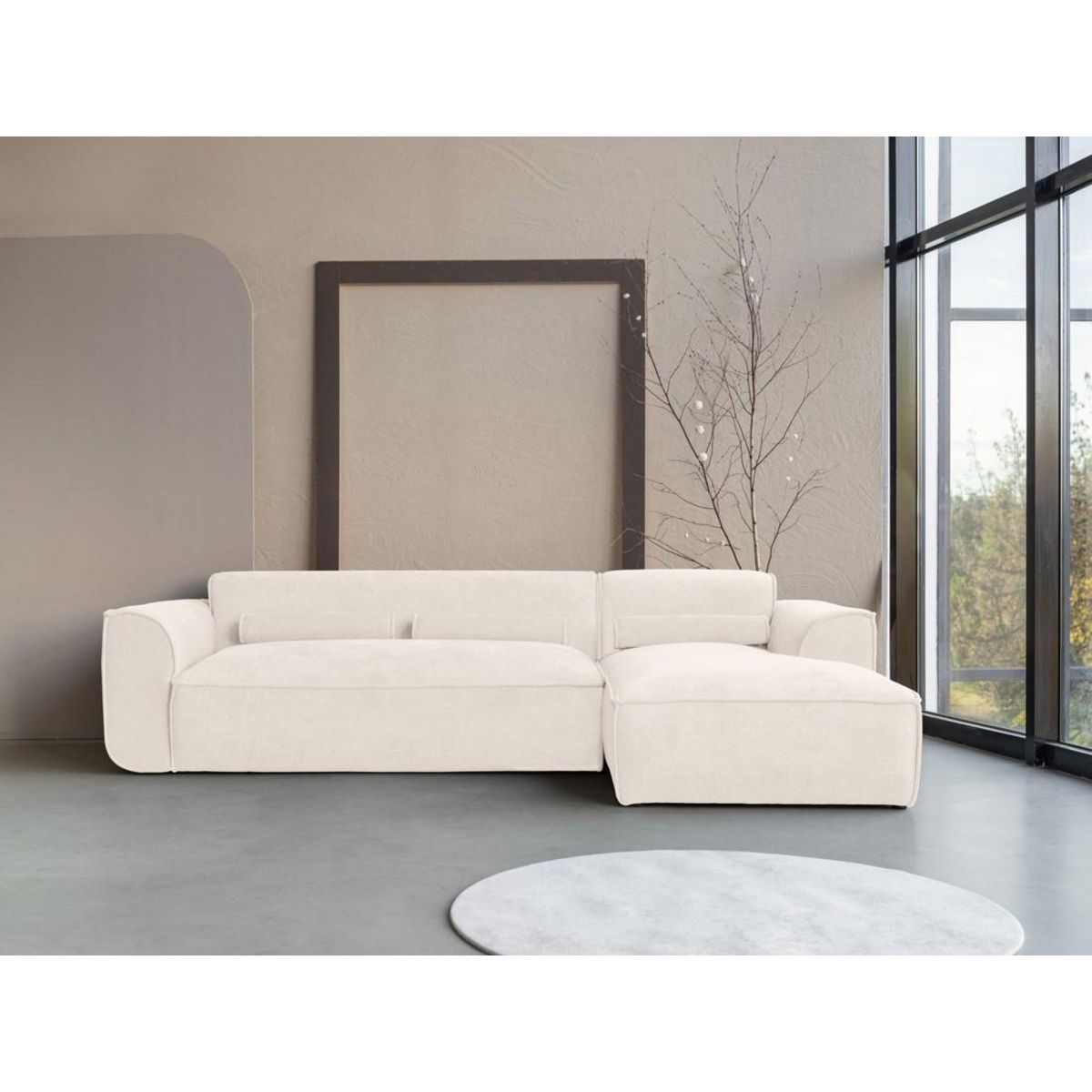 BEST MOBILIER Felix - canapé modulable d'angle droit 4 places en tissu texturé