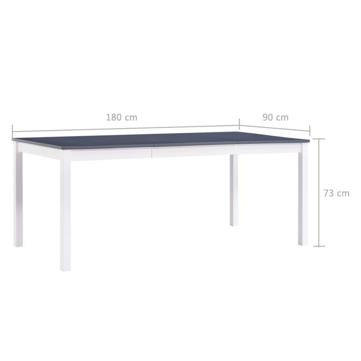 VIDAXL Table a manger Blanc et gris 180x90x73 cm Bois de pin