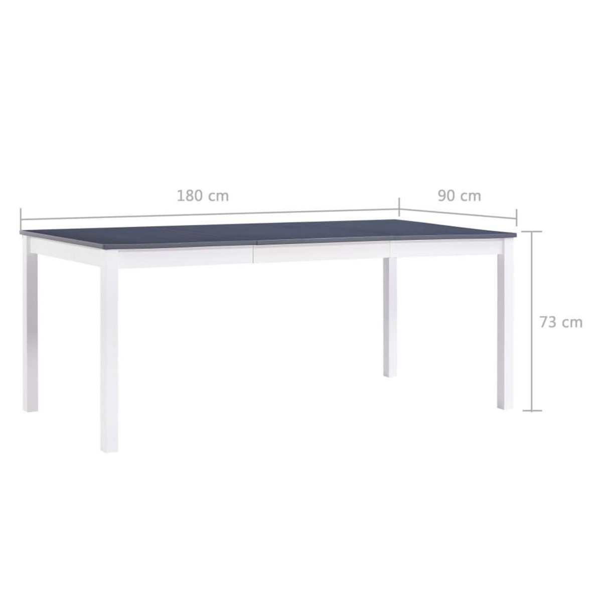 VIDAXL Table a manger Blanc et gris 180x90x73 cm Bois de pin