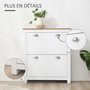 Voir la diapositive 6 : HOMCOM Armoire à chaussures 2 portes abattantes 2 compartiments poignées coquilles métal MDF blanc chêne clair