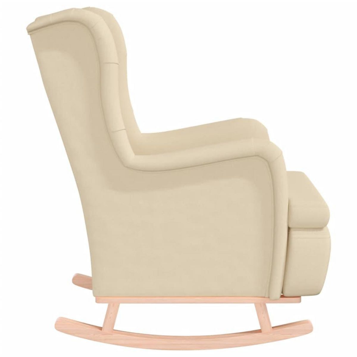 VIDAXL Fauteuil et pieds a bascule en bois d'hevea solide creme Tissu