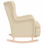 Voir la diapositive 4 : VIDAXL Fauteuil et pieds a bascule en bois d'hevea solide creme Tissu