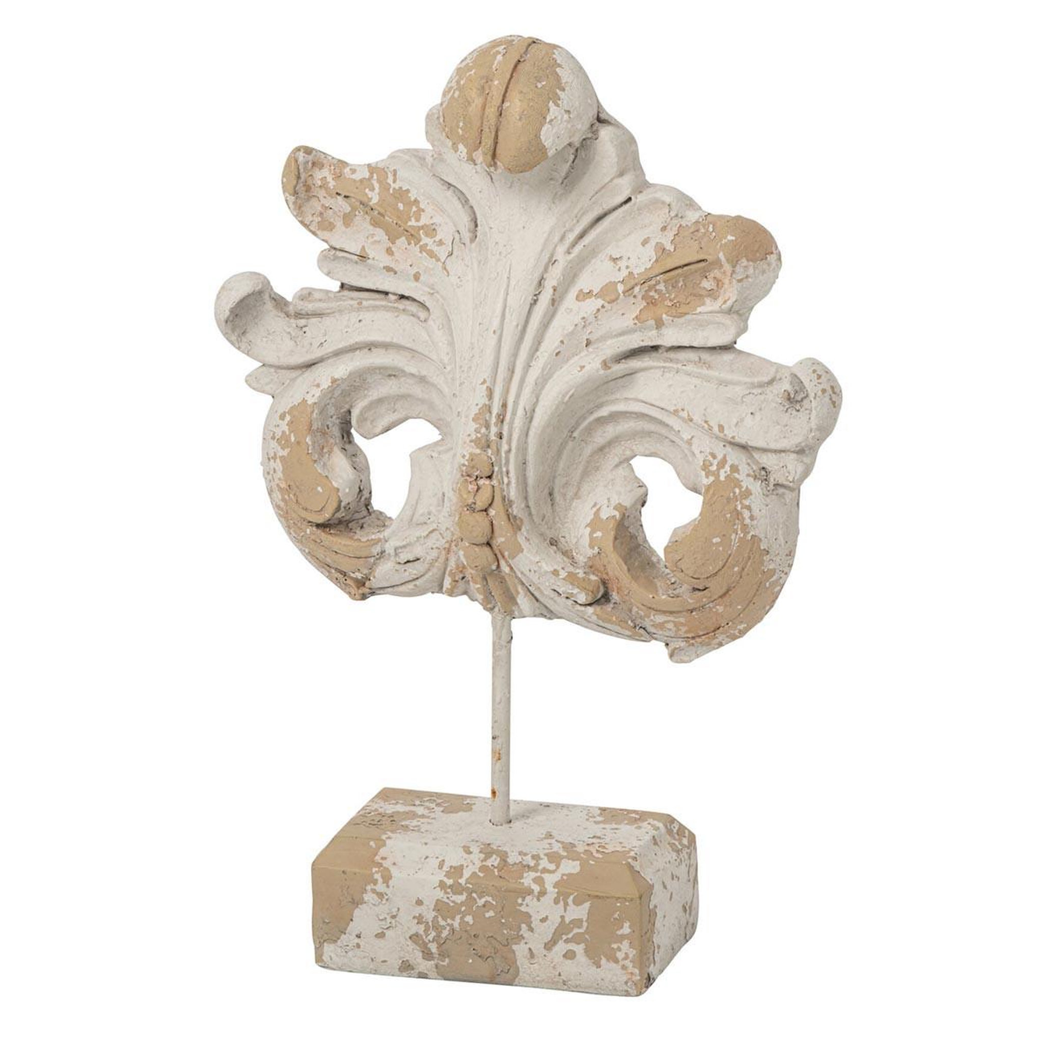J-LINE Objet déco fleur de lys extérieur  rémi  52cm beige