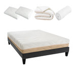 BELLECOUR BELLECOUR LITERIE | Pack Prêt à dormir LEMAN | Matelas Mousse hypersoft + Sommier + Accessoires. Coloris disponibles : Blanc
