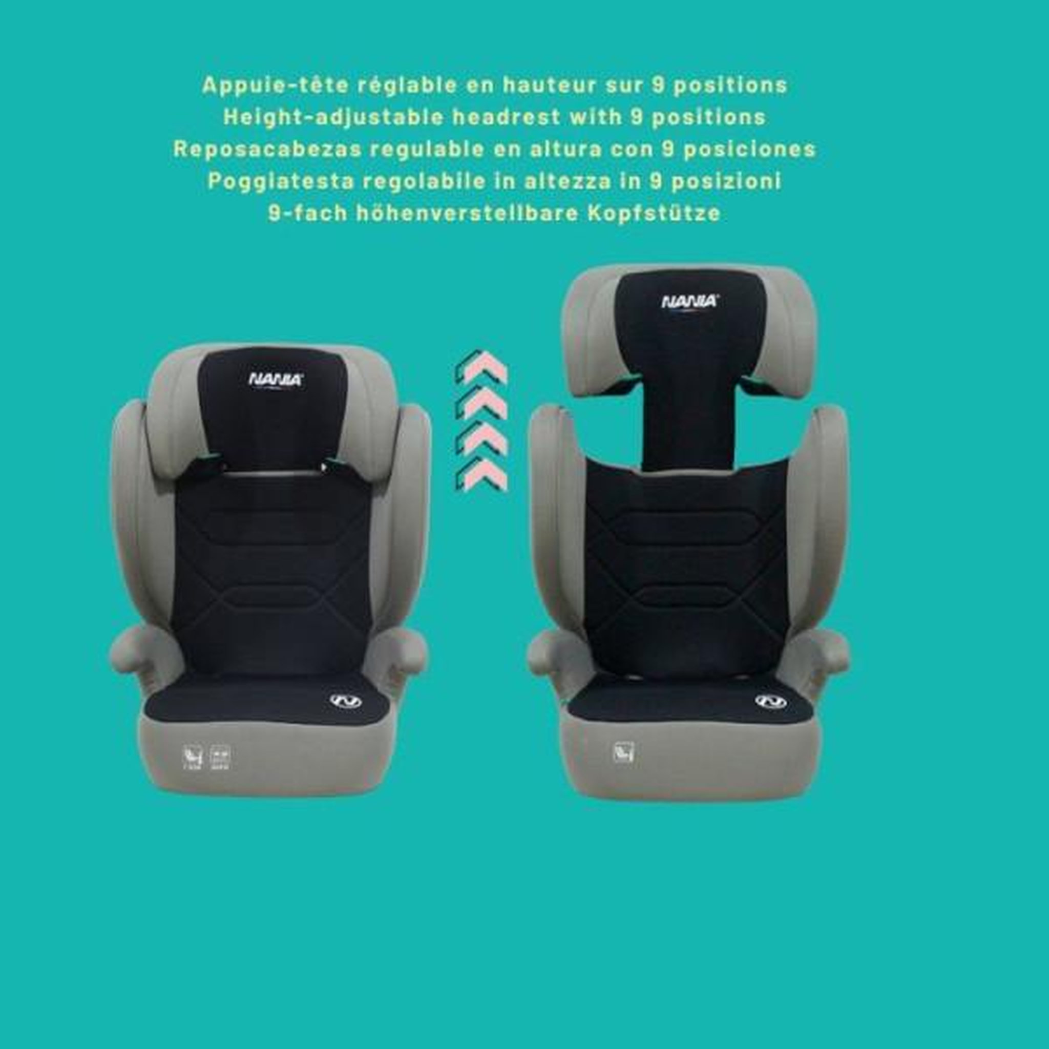 Voir la diapositive 4 : NANIA Siege Auto  - NANIA - Belem - Groupe 2/3 - I-size - 100/150 cm - 4 a 12 ans - Protection Latérale - Appui-tete Réglable - Noir