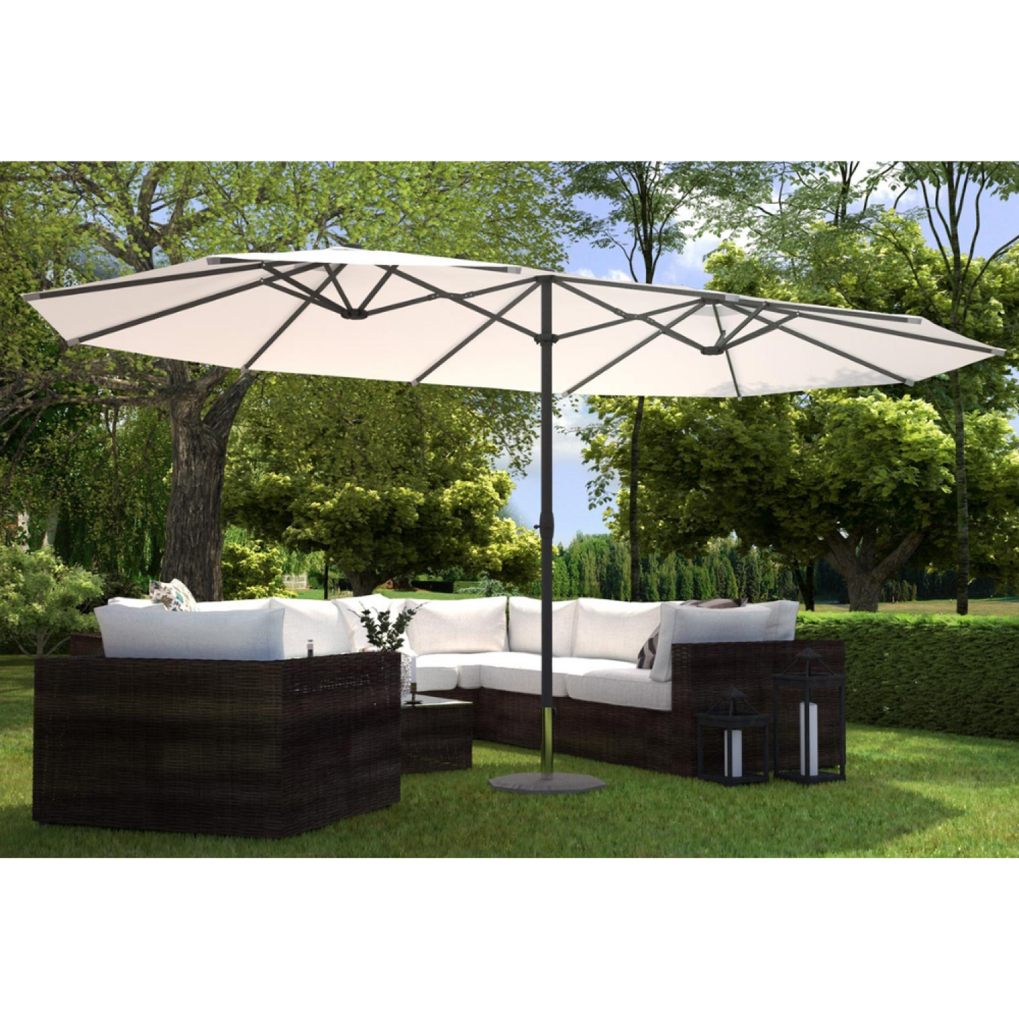 Voir la diapositive 3 : CONCEPT USINE Parasol double ecru droit ovale 27 x 46 m venice