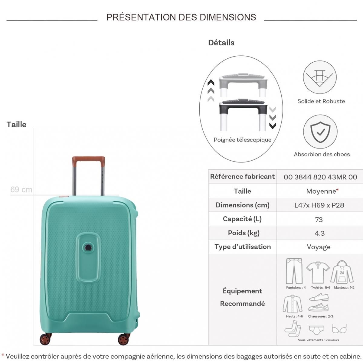 Delsey Valise rigide Moncey 69cm TSA Polypropylène