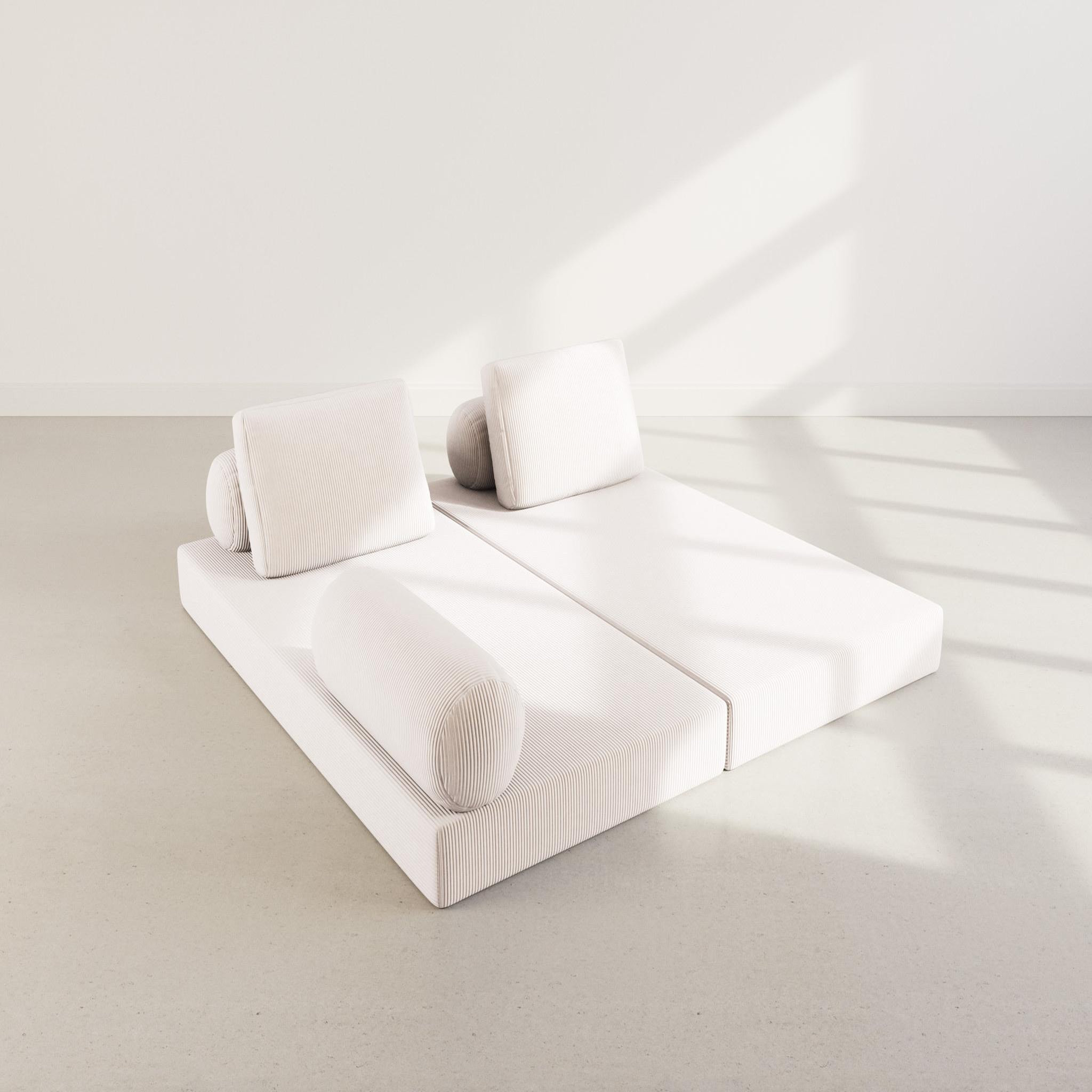 Voir la diapositive 6 : LISA DESIGN Lonny - canapé 3 places convertible en velours côtelé