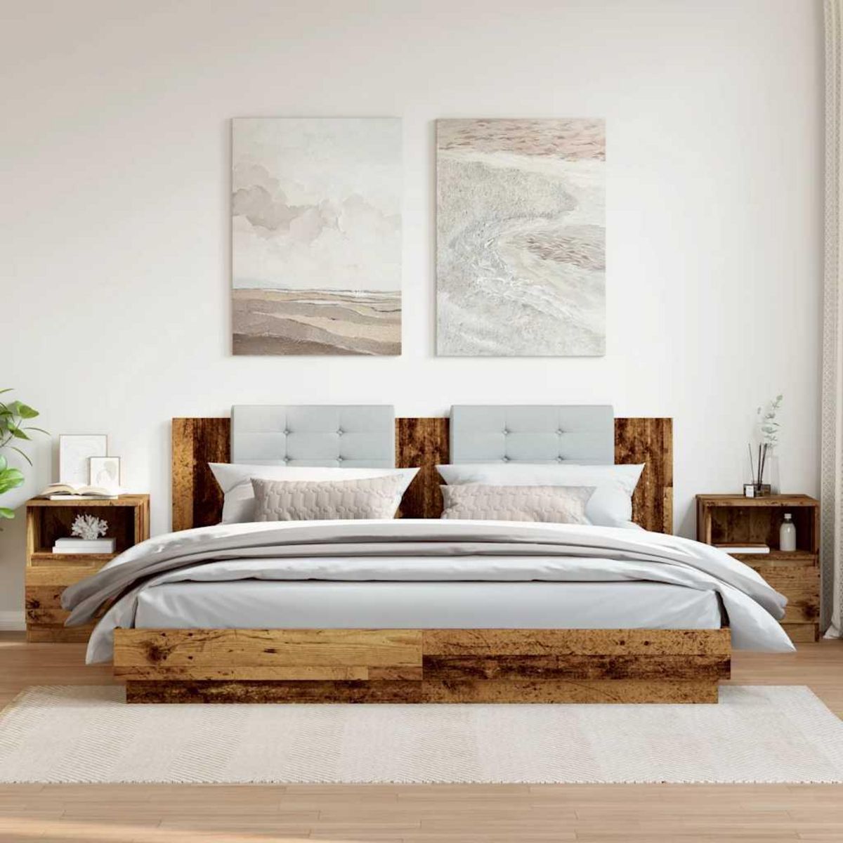 VIDAXL Table de chevet 2 pcs vieux bois 40x40x50 cm bois d'ingenierie