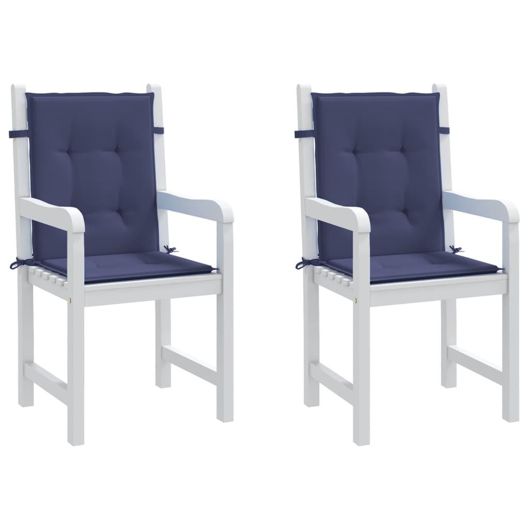Voir la diapositive 4 : VIDAXL Coussins de chaise a dossier bas lot de 2 bleu marine tissu