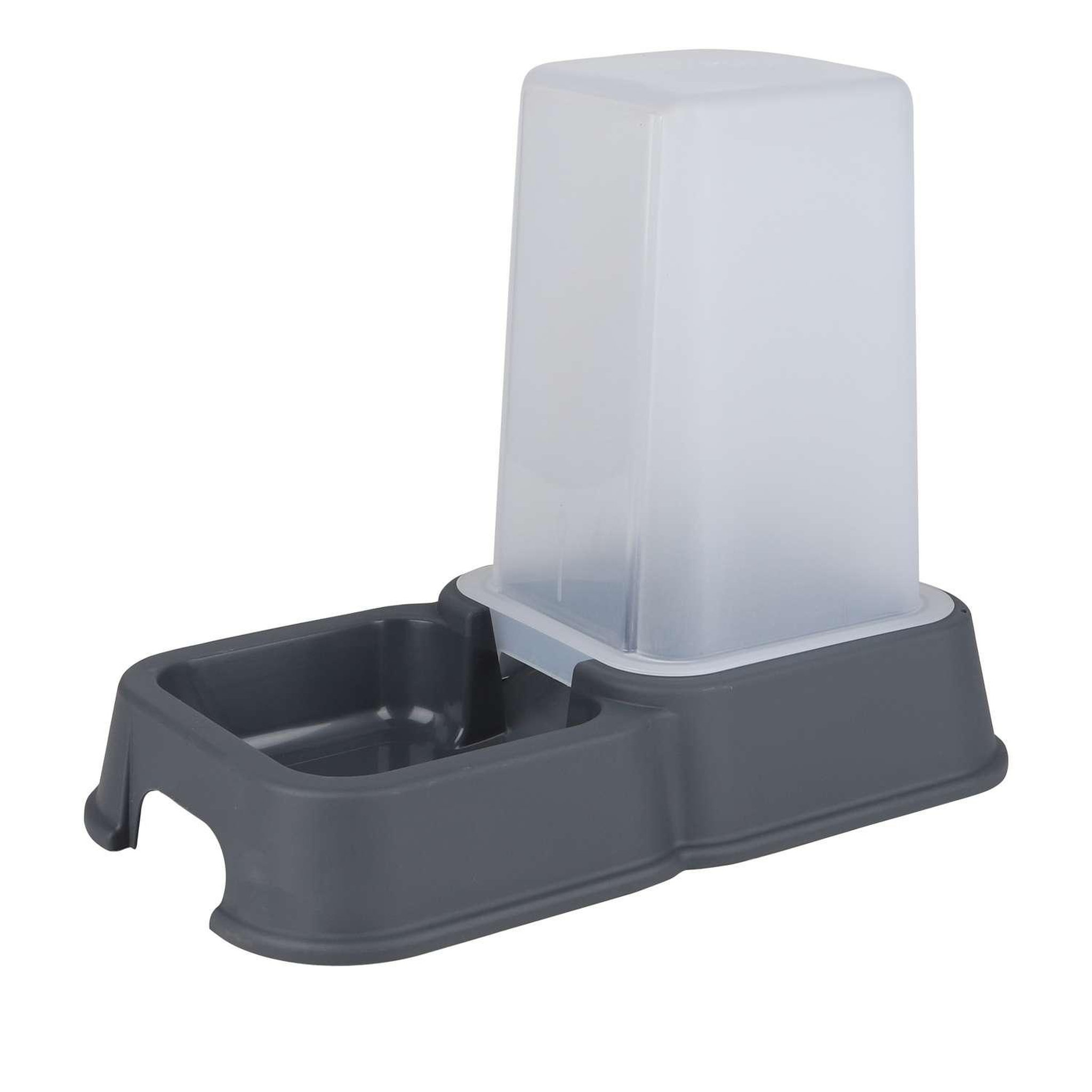 TOILINUX Distributeur de croquettes et d'eau - 3,5 l - gris anthracite