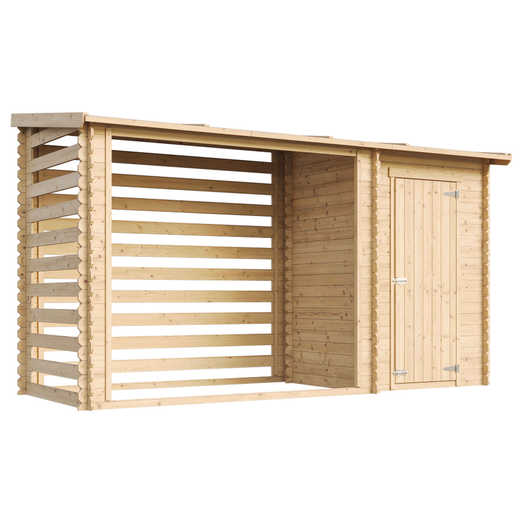Voir la diapositive 3 : TIMBELA Abri de jardin, Bucher, Abri conteneur - Cabane de jardin avec Toit plat 2,54 m2+1,1 m2 M205