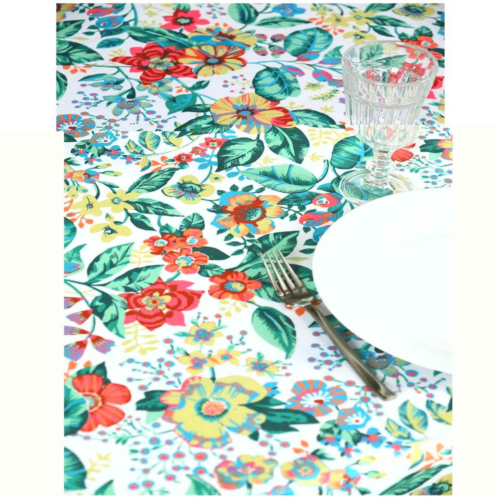 Voir la diapositive 3 : Eden Nappe rectangle fleurs colorees