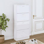 VIDAXL Armoire a chaussure Blanc brillant 63x24x147 cm Bois ingenierie