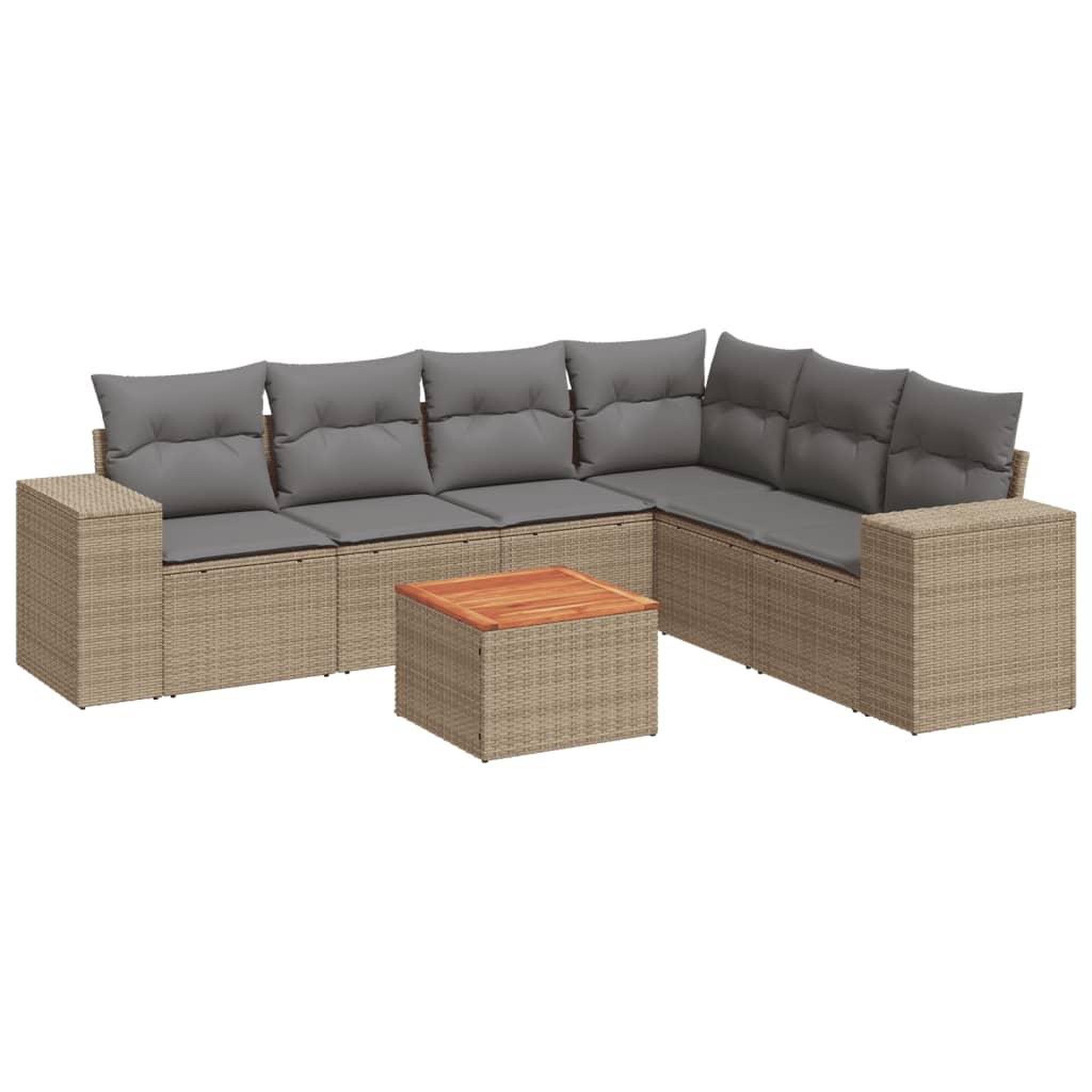 Voir la diapositive 2 : VIDAXL Salon de jardin avec coussins 7 pcs beige resine tressee
