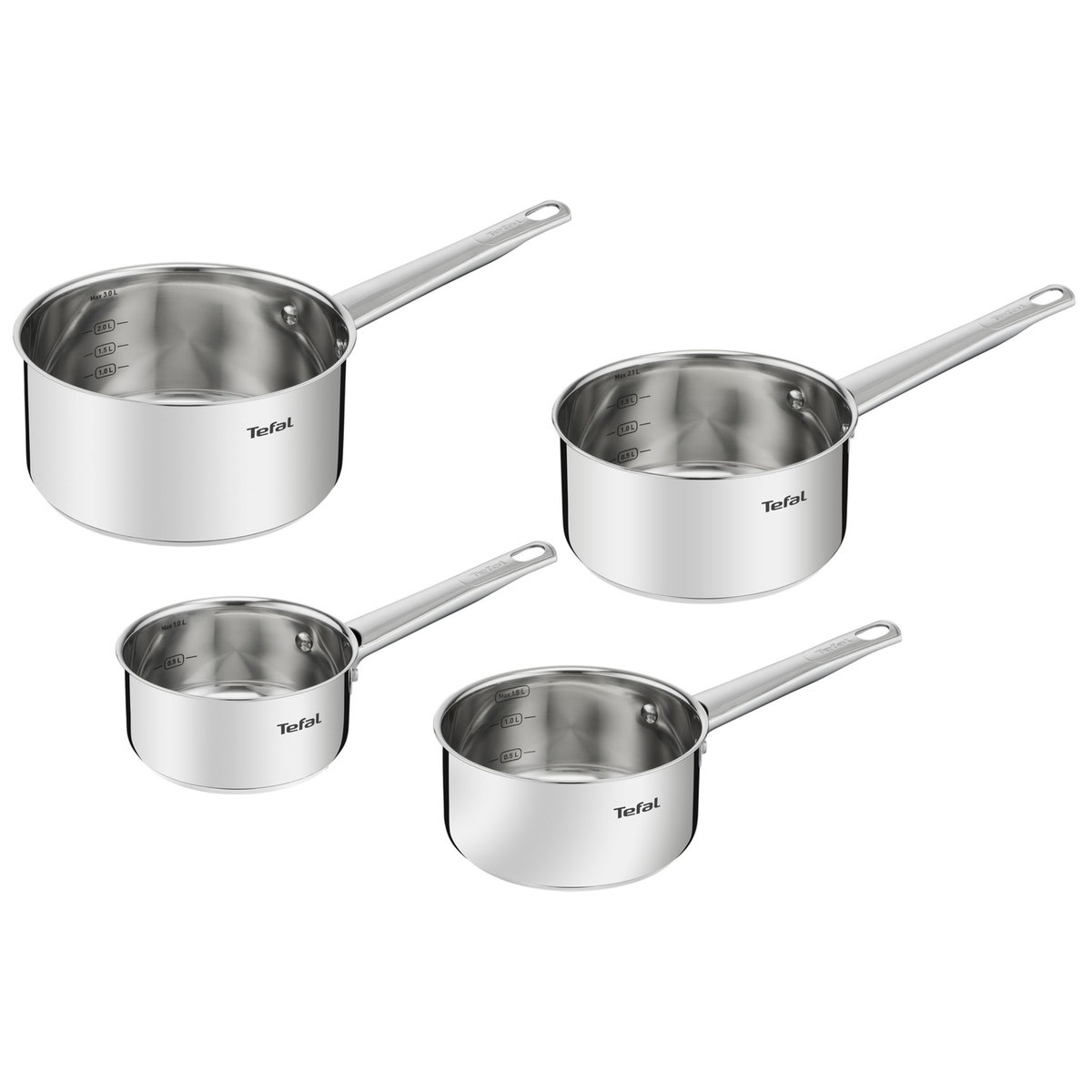 TEFAL Lot de 4 casseroles induction 14/16/18/20 cm inox non revêtu COOK EAT