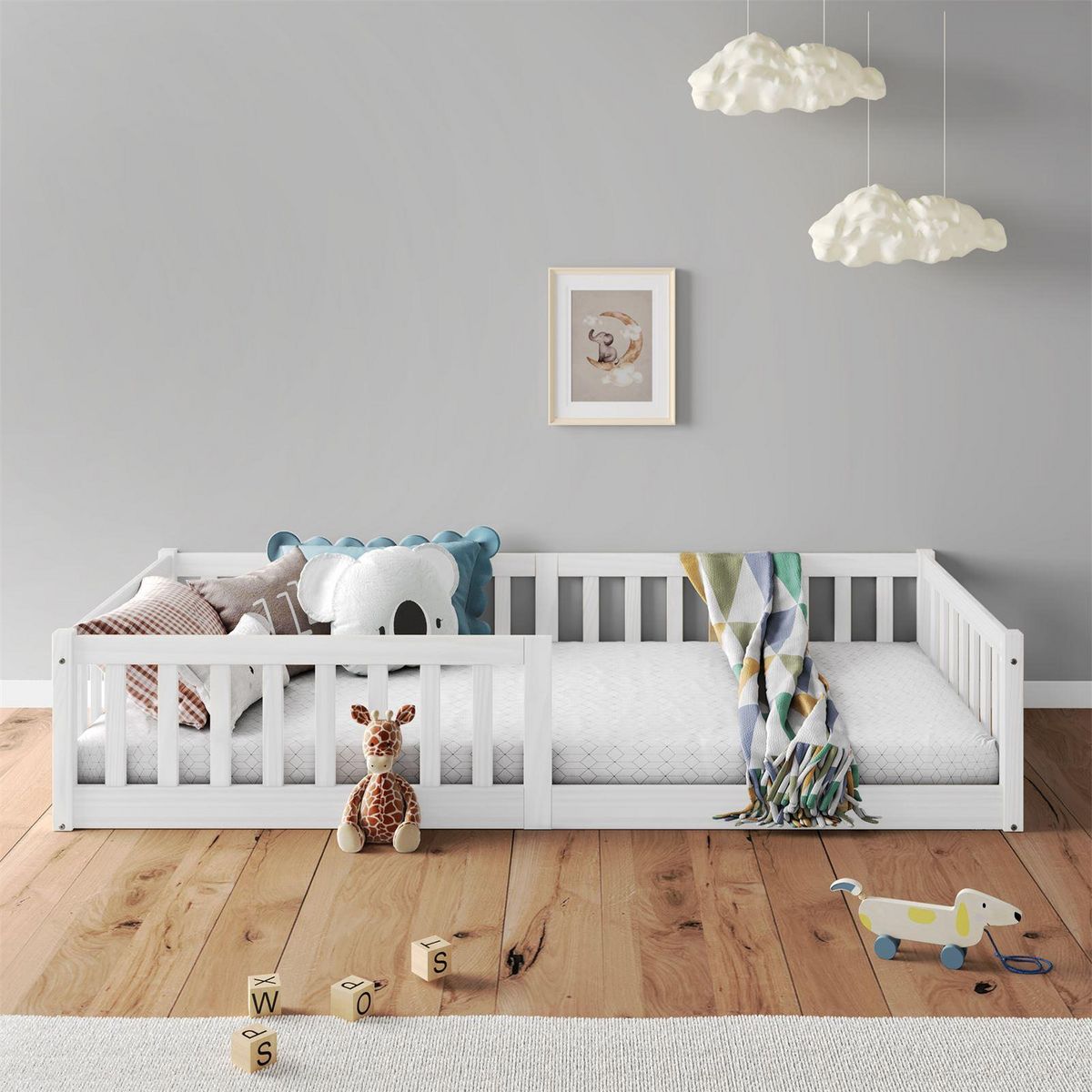 IDIMEX Lit enfant GUSTAVO type Montessori, couchage 90x190 cm, en pin massif