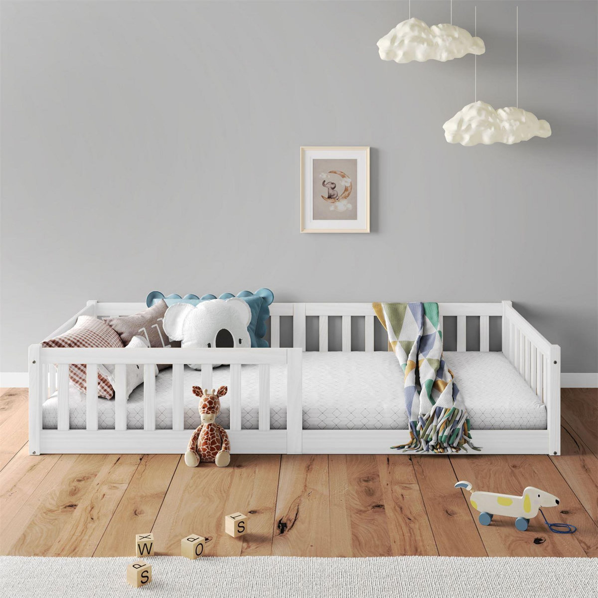 IDIMEX Lit enfant GUSTAVO type Montessori, couchage 90x190 cm, en pin massif
