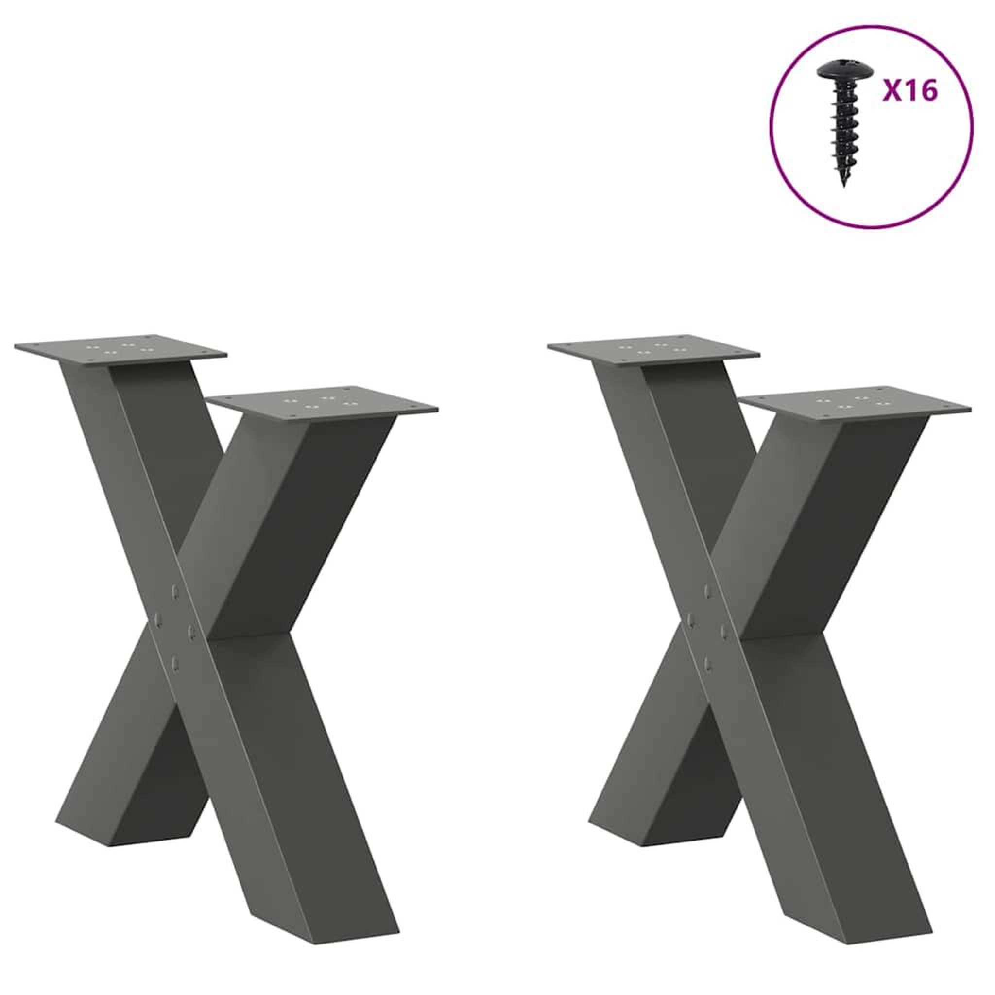 Voir la diapositive 3 : VIDAXL Pieds de table basse forme de X 2 pcs anthracite 60x(42-43) cm