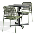 Paris Prix Ensemble Table de jardin & 2 Fauteuils  Louise & Marceau  74cm Anthracite & Vert Olive