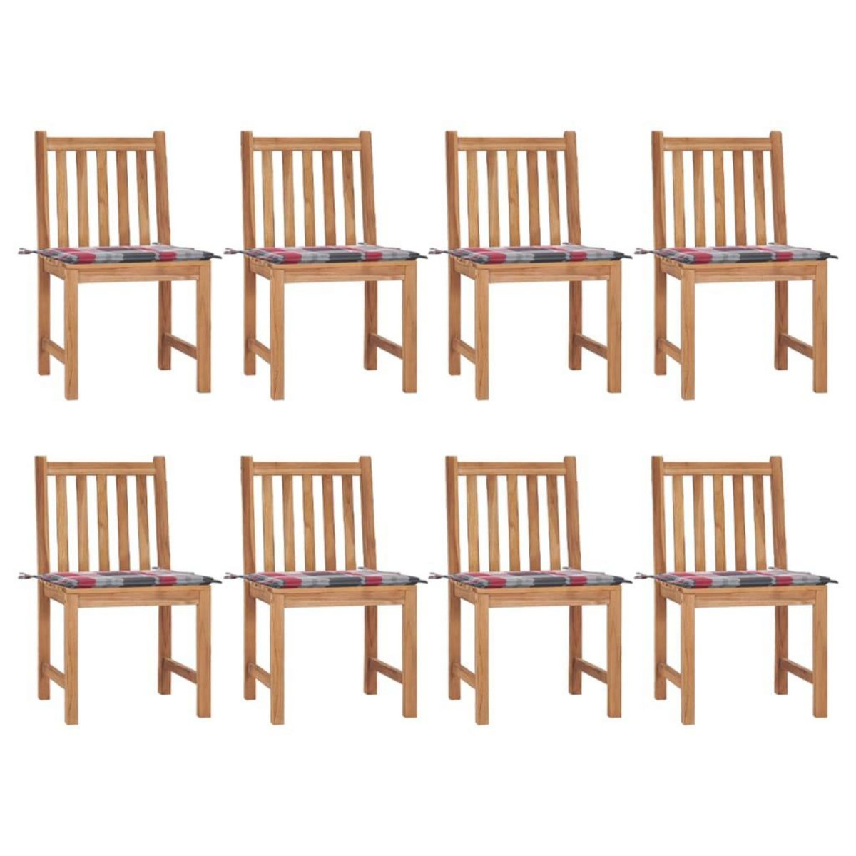 VIDAXL Chaises de jardin lot de 8 avec coussins Bois de teck massif