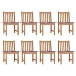 VIDAXL Chaises de jardin lot de 8 avec coussins Bois de teck massif