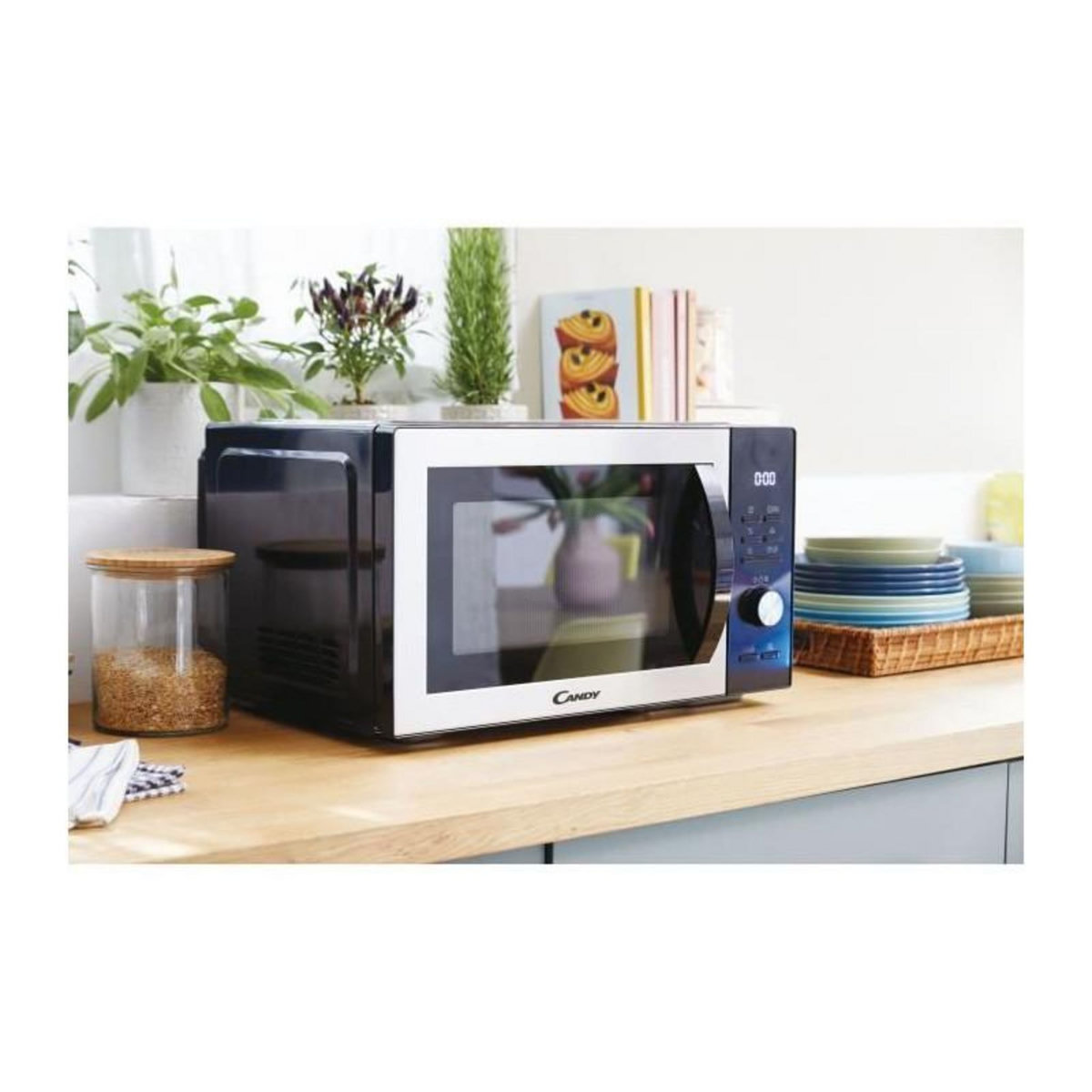 Candy CMCA29EDLB Micro-ondes Combiné 29L MO : 1000W - Gril : 1000W - Cavité en acier inoxidable - UI digitale Fonction basse témper