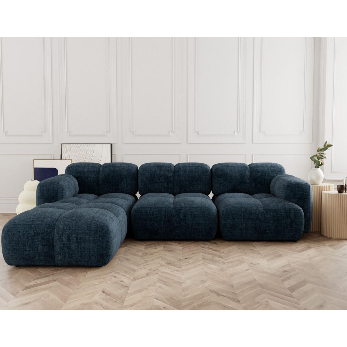 LISA DESIGN Grace - canapé modulable d'angle réversible 4 places en velours texturé