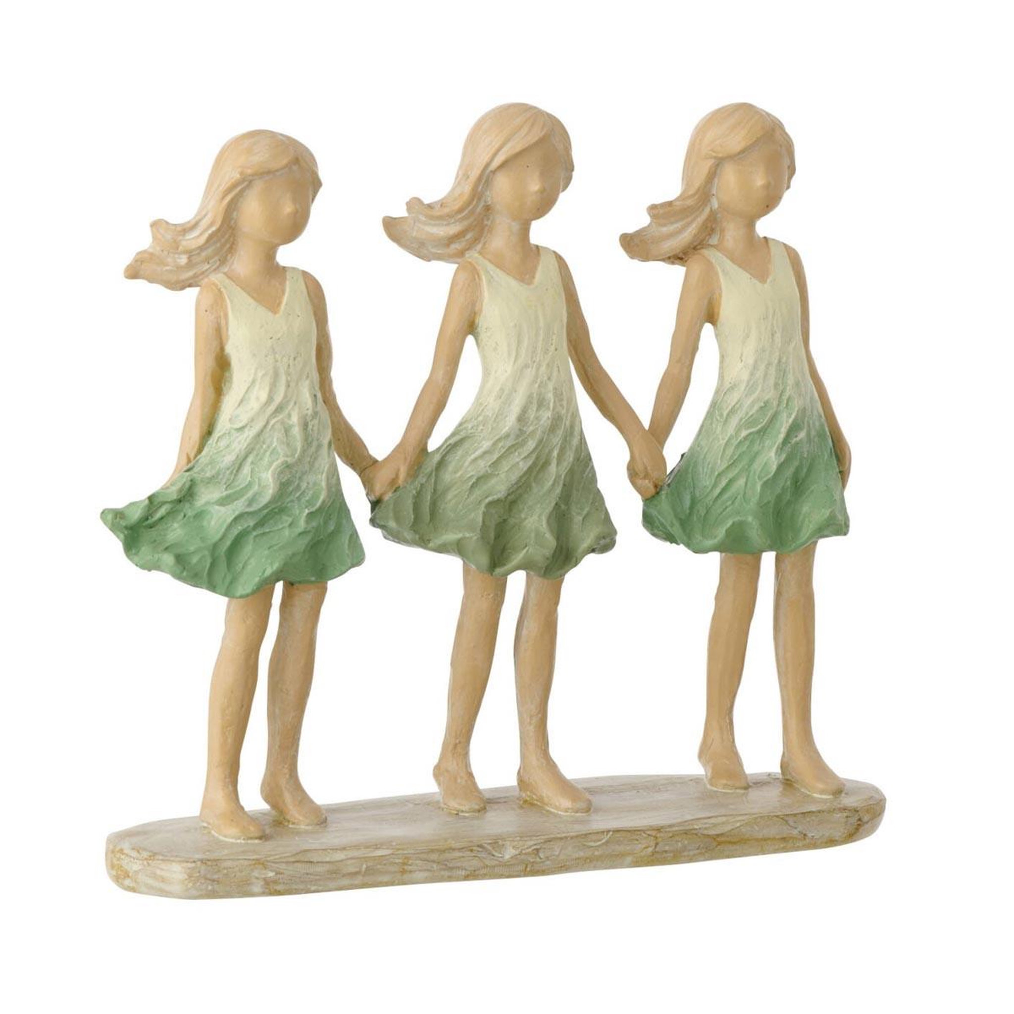 J-LINE Statuette déco 3 sœurs  matcha  18cm vert