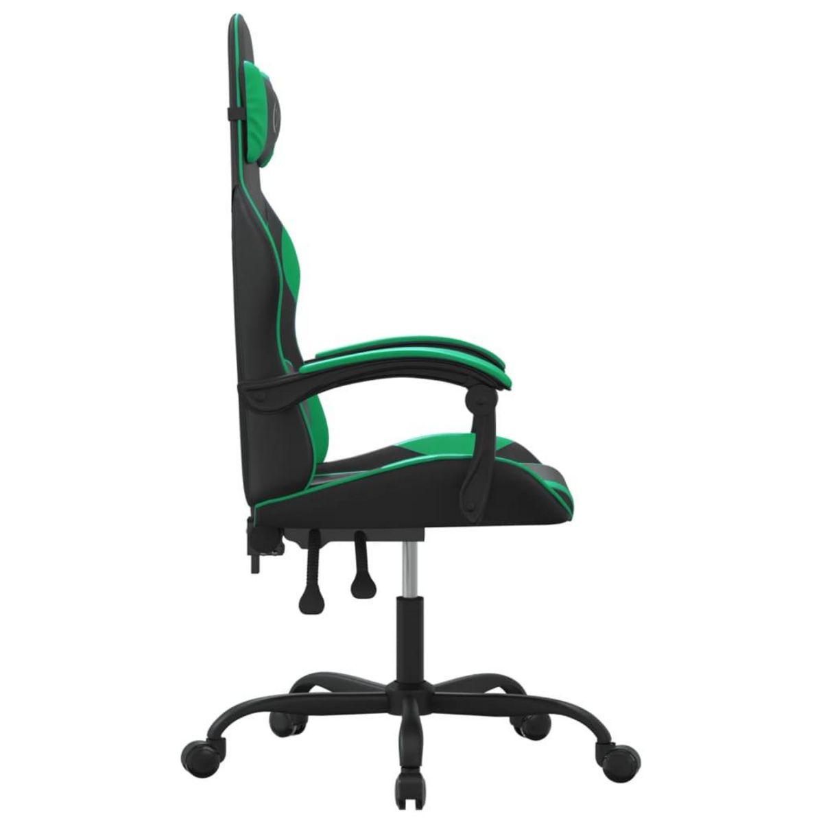 VIDAXL Chaise de jeu pivotante Noir et vert Similicuir