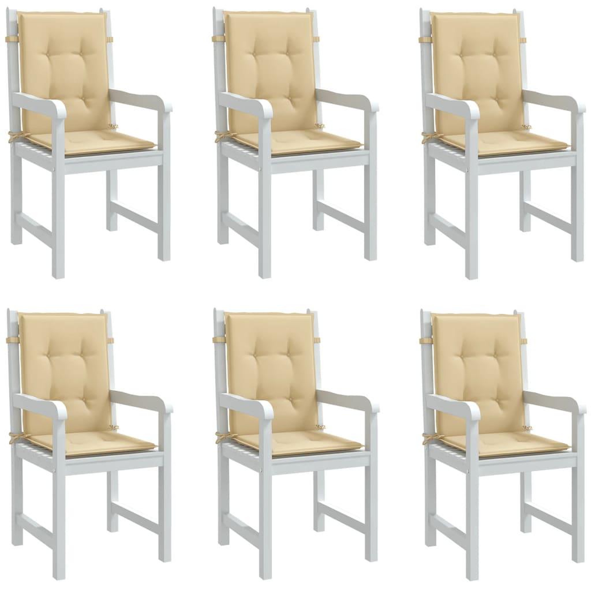 VIDAXL Coussins de chaise a dossier bas lot de 6 beige melange tissu