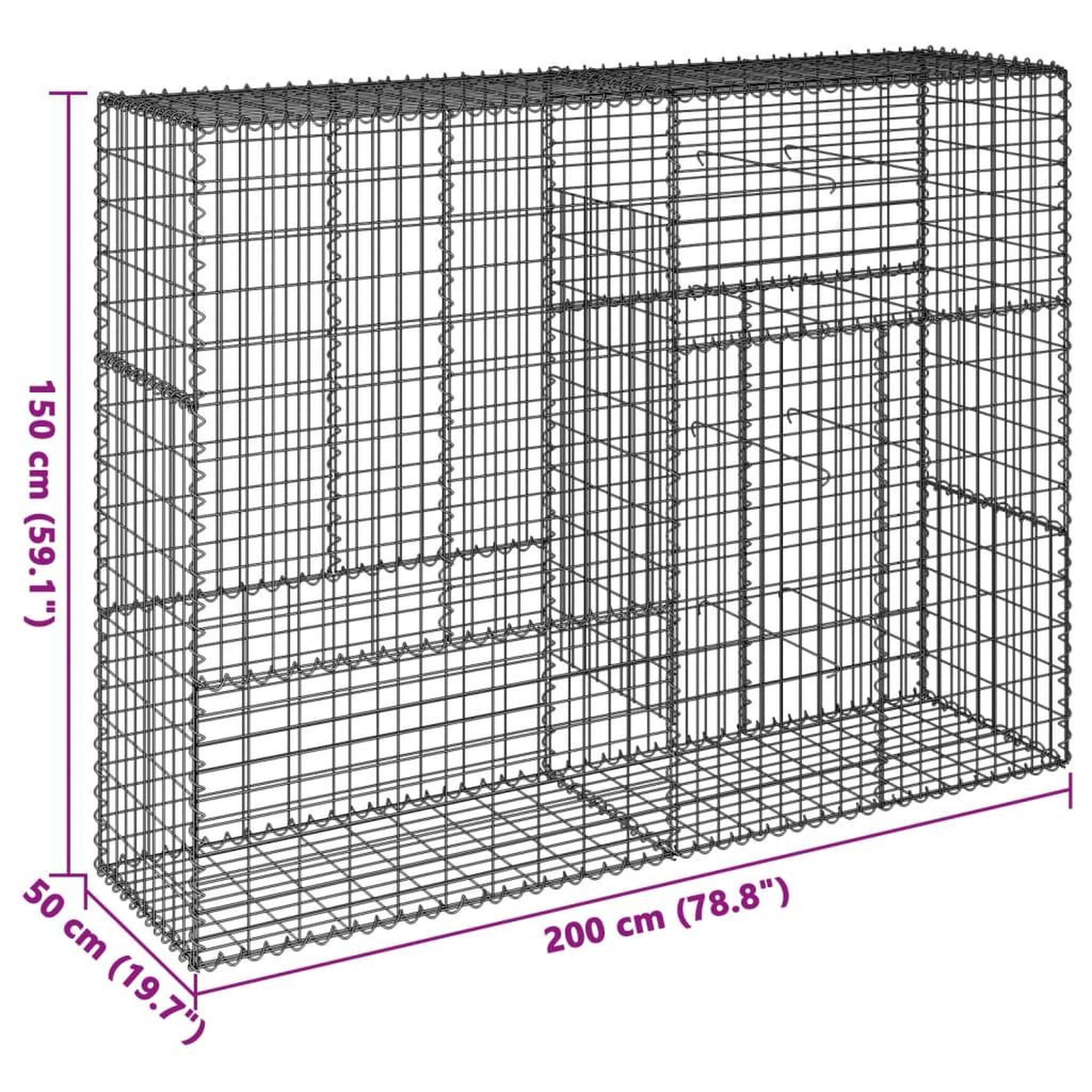 Voir la diapositive 6 : VIDAXL Panier gabion avec couvercle 200x50x150 cm fer galvanise