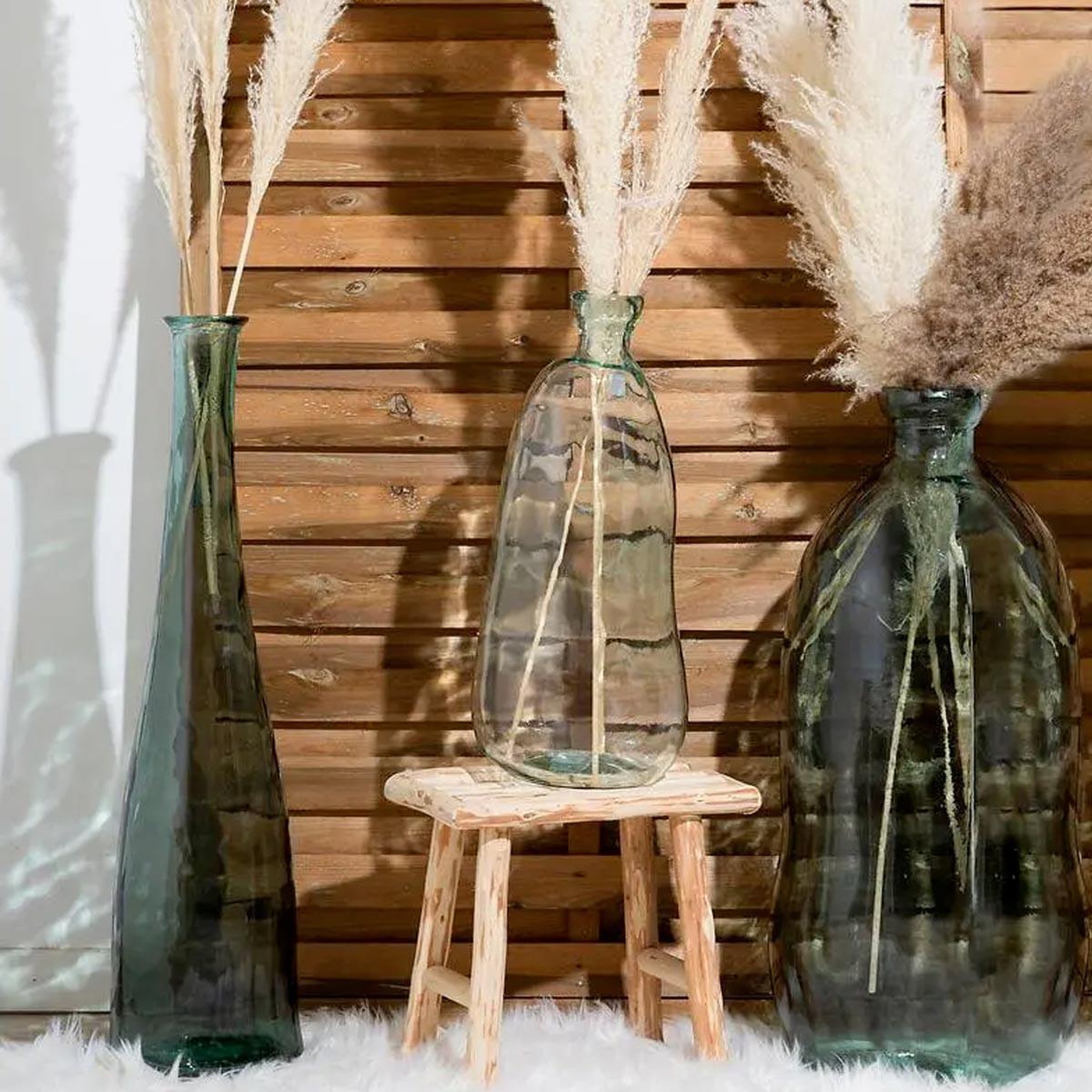Voir la diapositive 2 : ATMOSPHERA Vase en verre recyclé  uly  80cm kaki