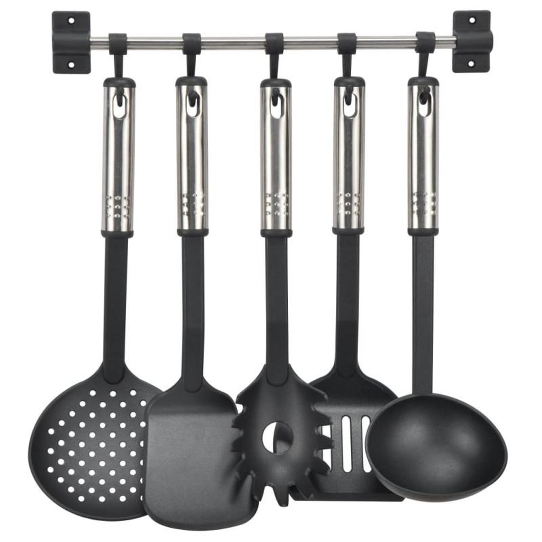 Voir la diapositive 2 : HI HI Ensemble d ustensiles de cuisine 6 pcs Noir et argenté