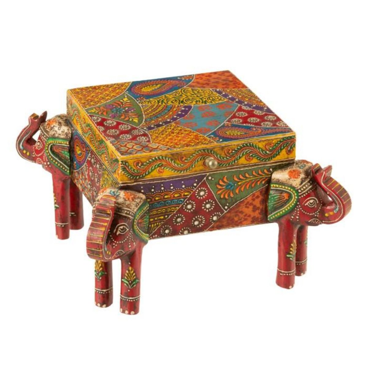 Paris Prix Boîte Déco Éléphant en Bois  Delhi  23cm Multicolore