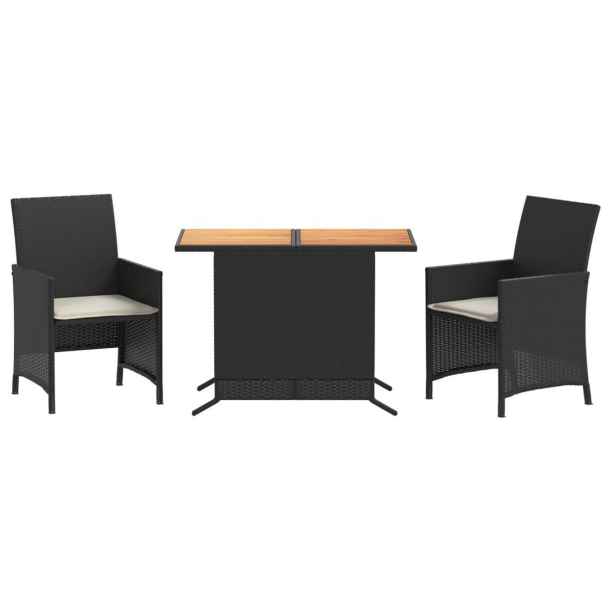 VIDAXL Ensemble de bistro 3 pcs avec coussins noir resine tressee