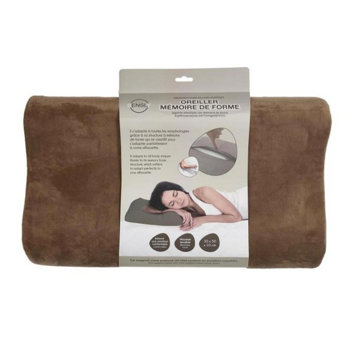 Paris Prix Oreiller à Mémoire de Forme  Confort  50cm Marron