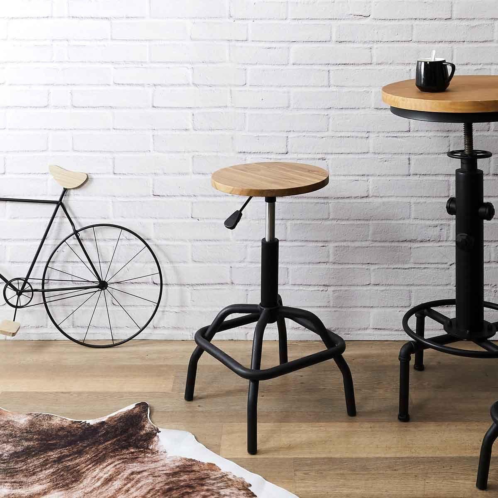 Voir la diapositive 5 : The Home Deco Factory Tabouret de Bar Vintage  Ace  58-73cm Naturel