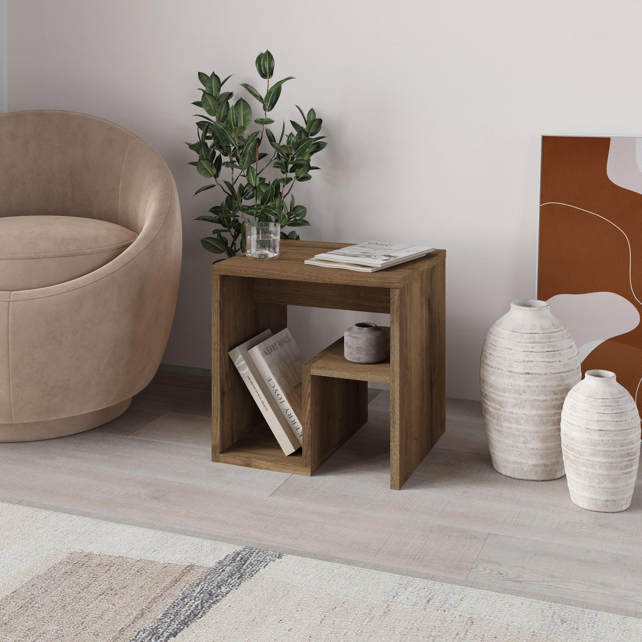 Voir la diapositive 2 : Habitat et Jardin Table d'appoint en bois  bon  40 x 35 x 40 cm - hitit