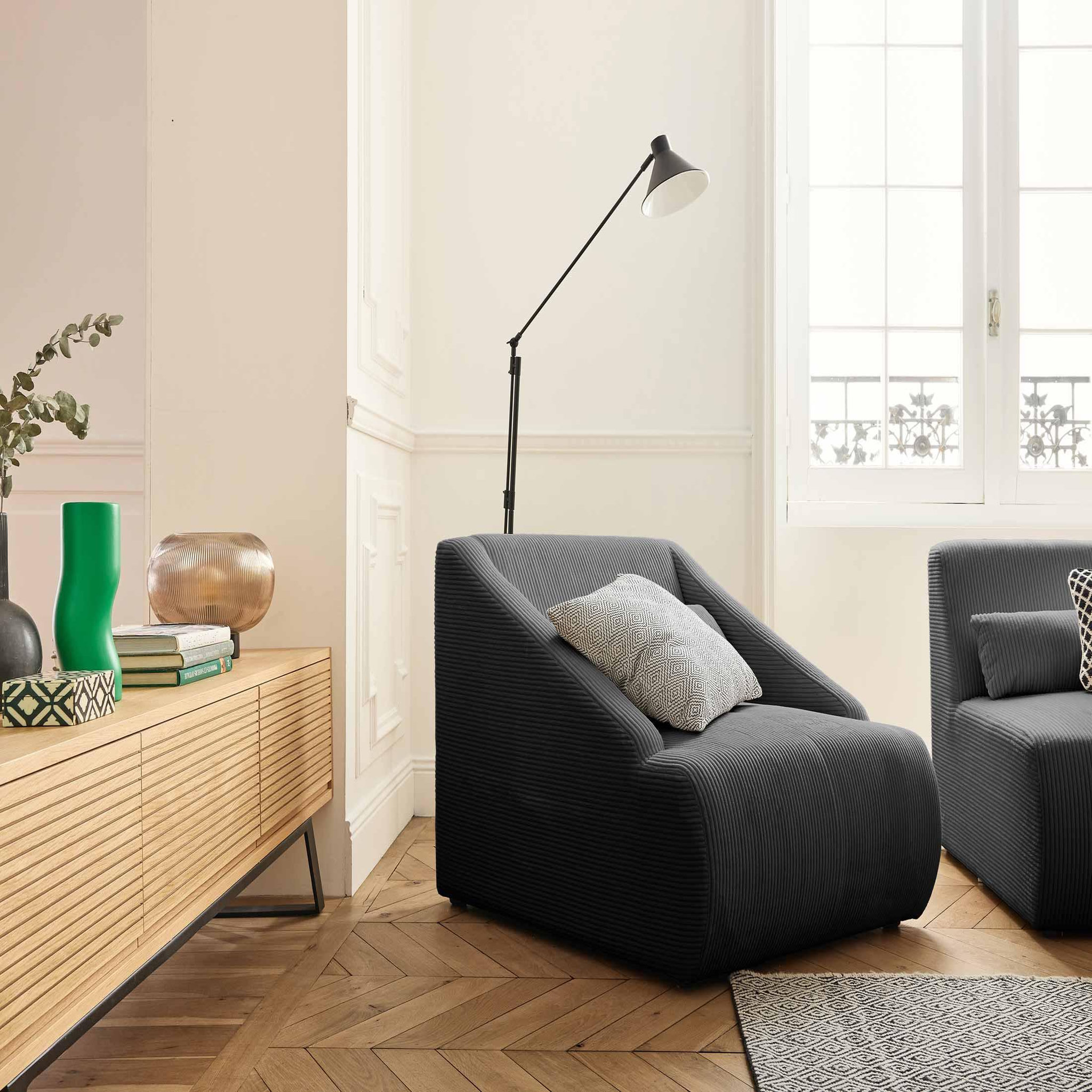Voir la diapositive 2 : LISA DESIGN Onyx - fauteuil - en velours côtelé