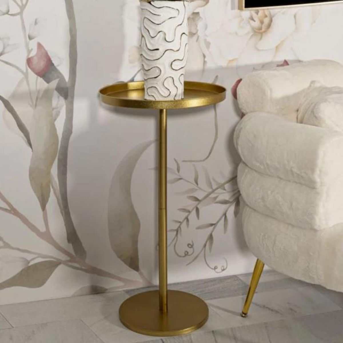 Paris Prix Table d'Appoint en Métal  Doha  100cm Or