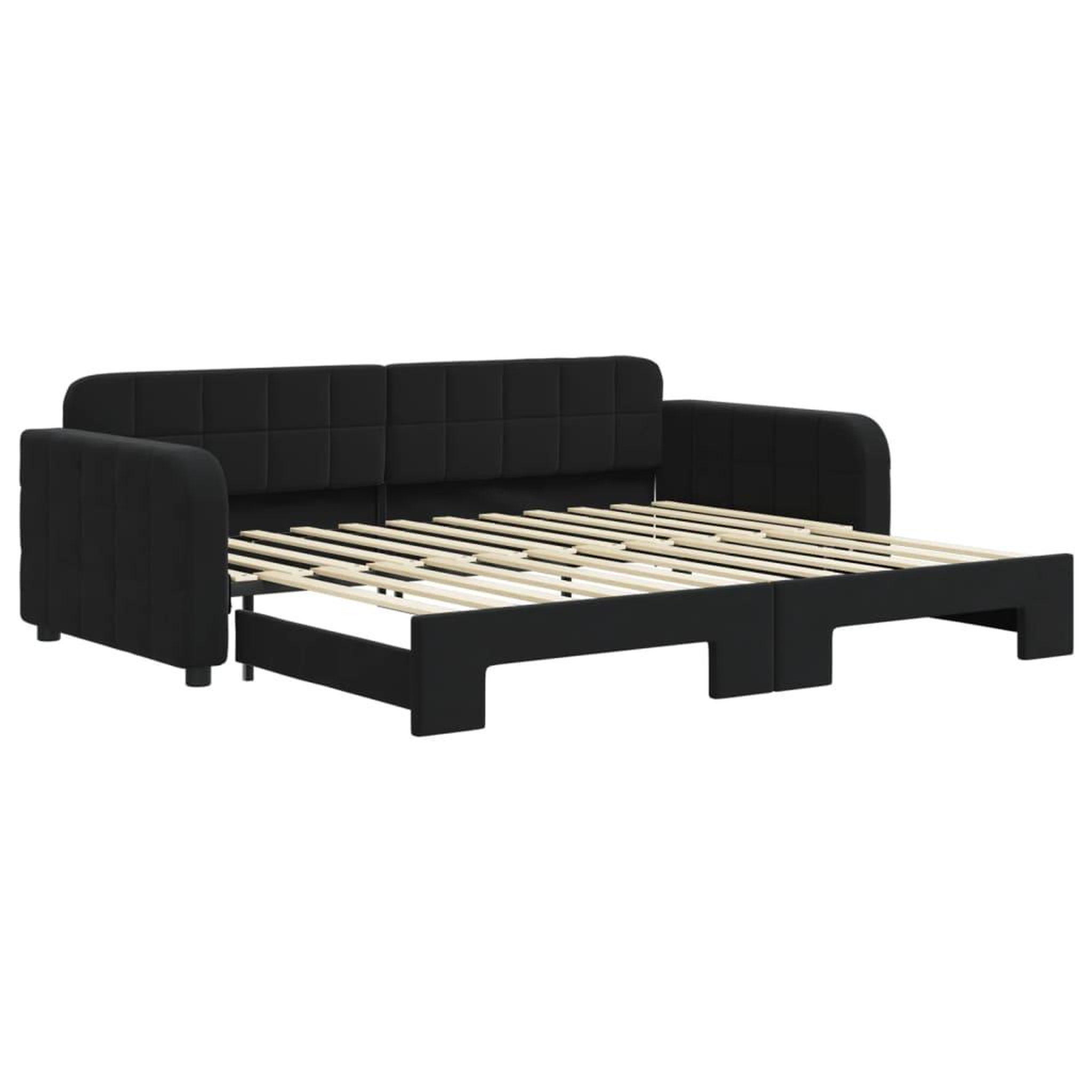 Voir la diapositive 2 : VIDAXL Lit de jour avec gigogne sans matelas noir 90x200 cm